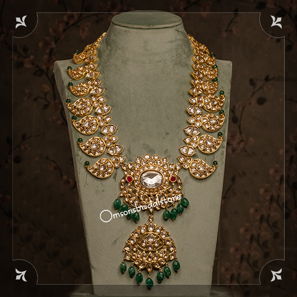 KUNDAN LONG NECKLACE IN RUBY WITH EMERALD DROPS